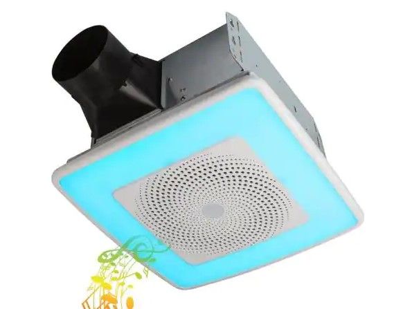 Photo 1 of Broan-NuTone
ChromaComfort 110 CFM Ceiling Bathroom Exhaust Fan with Sensonic Stereo Bluetooth Speaker
