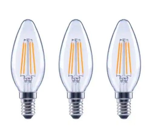 Photo 1 of EcoSmart
60-Watt Equivalent B11 Dimmable ENERGY STAR Clear Glass Filament LED Vintage Edison Light Bulb Bright White *2(3-Packs)