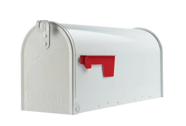 Photo 1 of **DAMAGED**
Elite White, Medium, Steel, Post Mount Mailbox
