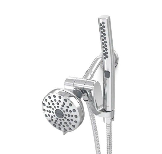 Photo 1 of 12-spray 5 in. High PressureDual Shower Head and Handheld Shower Head in Chrome
