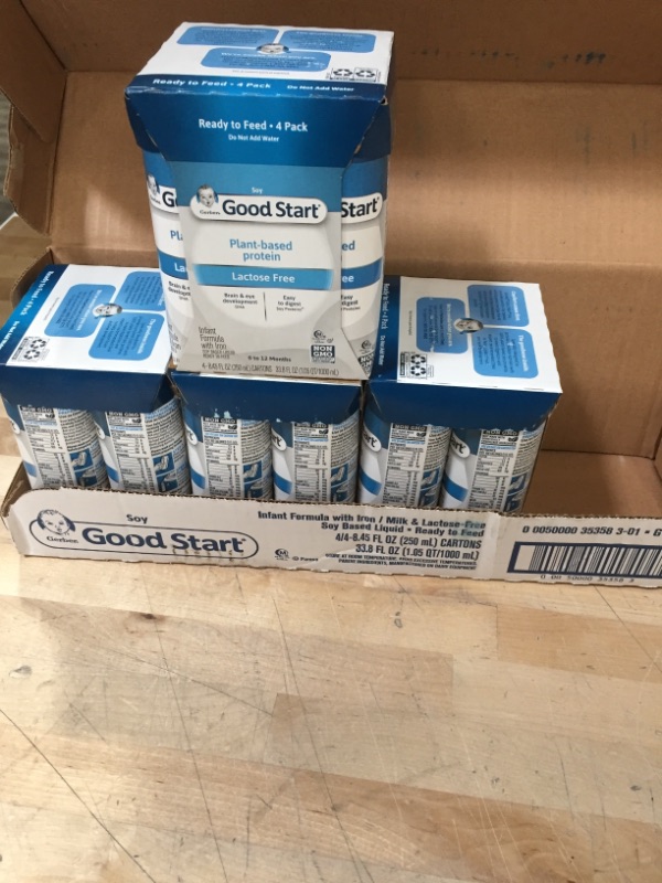 Photo 2 of Gerber Good Start Stage-1 Soy Non-GMO Ready to Feed Infant Formula, Liquid, 8.45 Fl Oz (Pack of 16), 135.2 Fl Oz
BEST BY 04/19/2022
****NON-REFUNDABLE****