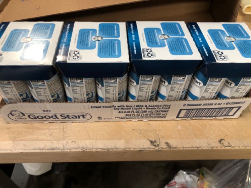 Photo 2 of BEST BY  4/18/2022
**** NON-REFUNDABLE****
Gerber Good Start Stage-1 Soy Non-GMO Ready to Feed Infant Formula, Liquid, 8.45 Fl Oz (Pack of 16), 135.2 Fl Oz