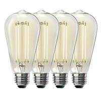 Photo 1 of 100-Watt Equivalent ST19 Dimmable Straight Filament Clear Glass Vintage Edison LED Light Bulb, Bright White (4-Pack)
