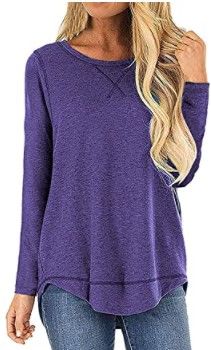 Photo 1 of XL, MarinaPrime Womens Waffle Knit Twist Knot Pullover Tops Loose Fitting Plain Shirts
