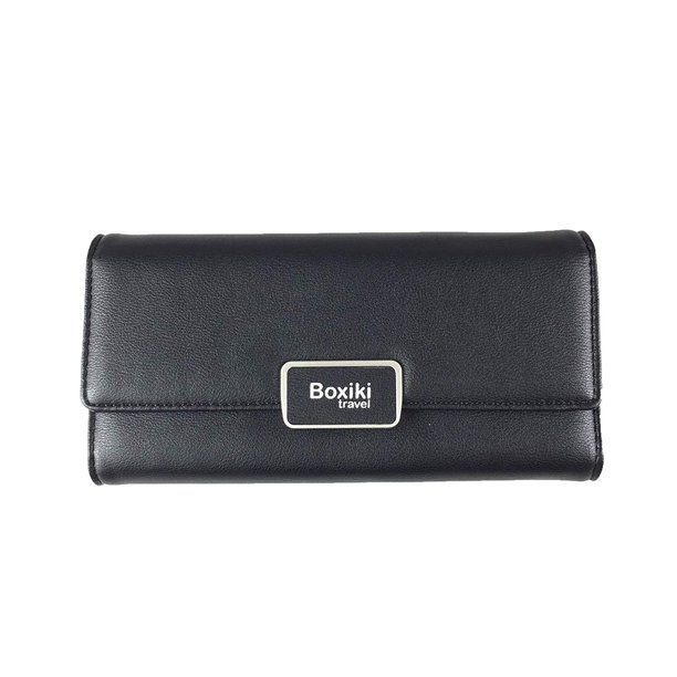 Photo 1 of Women Leather Travel Wallet By Boxiki Travel (Black)
