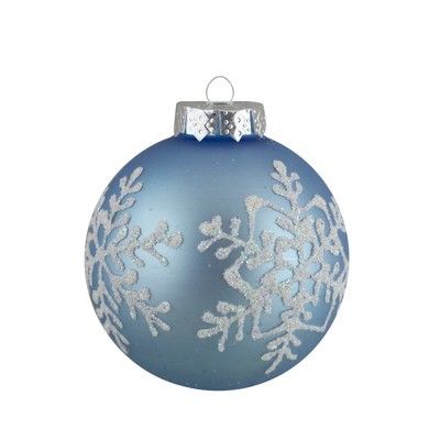 Photo 1 of 12-Pack Glass Snowflake Indoor Ornament Set blue 