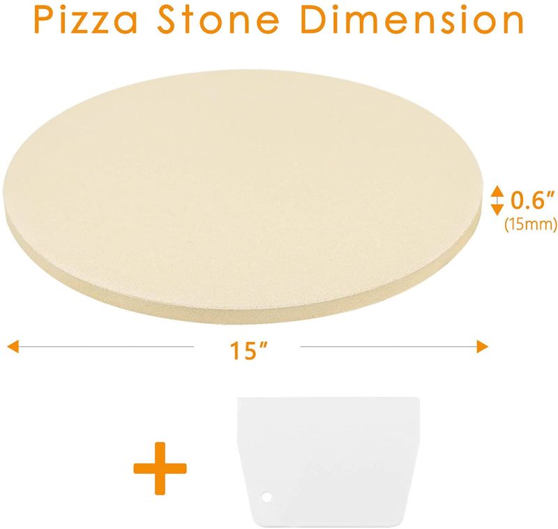 Photo 1 of 
GEEBOBO Pizza Stone for Oven and Grill, Free Pizza Scraper, Durable and Safe Baking Stone for Grill, Thermal Shock Resistant Cooking Stone (15 inch Round)
