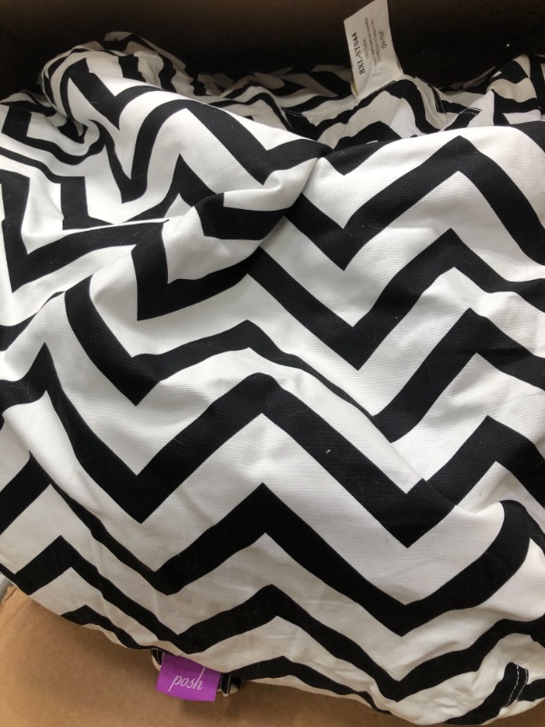 Photo 2 of Posh Beanbags Bean Bag Chair, X-Large-48in, Canvas Chevron Gray and White
