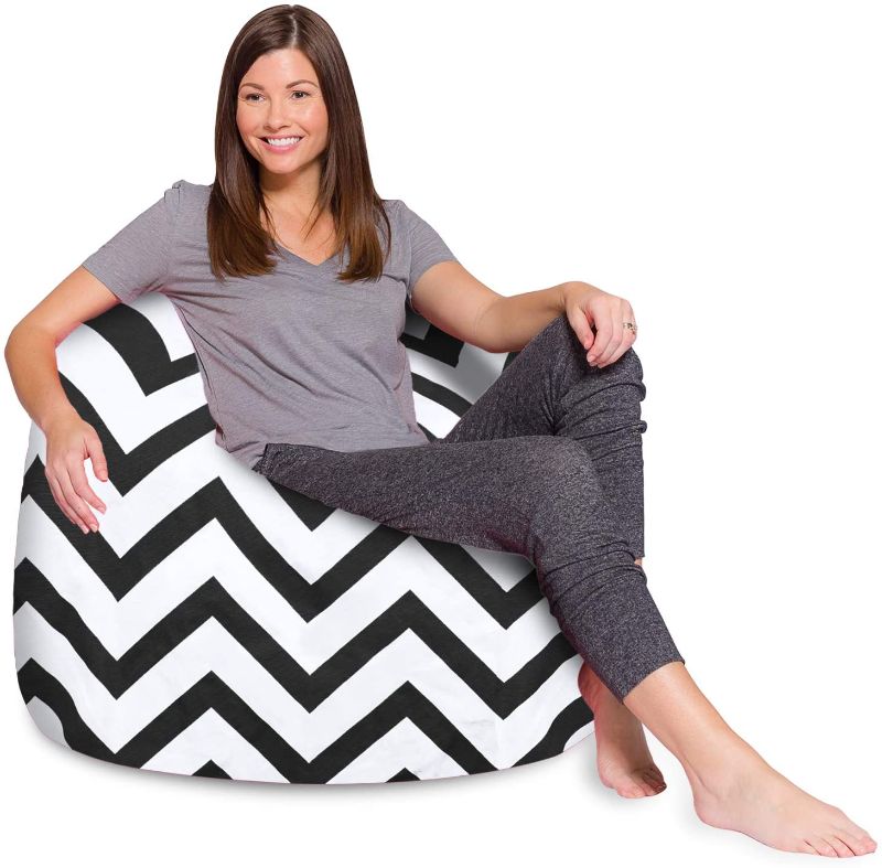 Photo 1 of Posh Beanbags Bean Bag Chair, X-Large-48in, Canvas Chevron Gray and White
