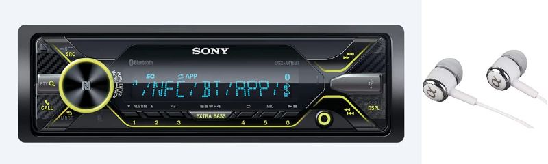 Photo 1 of Sony DSX-A416BT Single Din Bluetooth Front USB AUX Multi-Color Car Stereo Digital Media Receiver Bundled with Earbuds (No CD Player)
