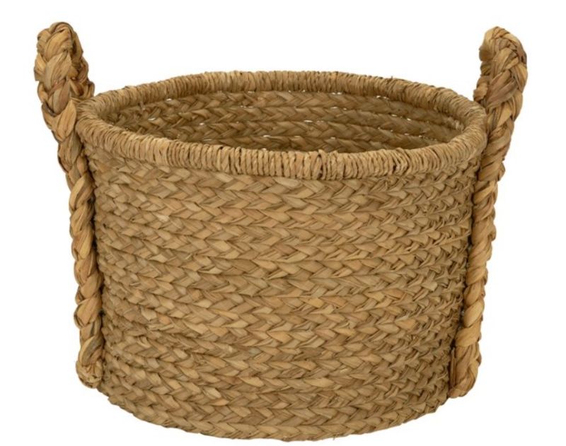 Photo 1 of **DAMAGED** Household Essentials Large Wicker Floor Storage Basket with Braided Handle, Light Brown 19''x 25''
