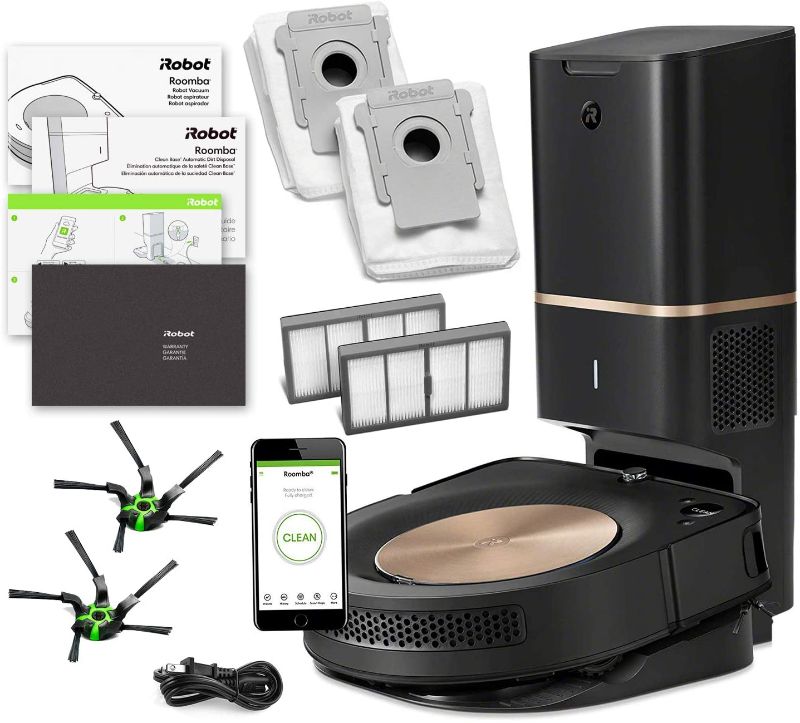 Photo 1 of iRobot Roomba s9+ (s955020) Robot Vacuum Bundle with Automatic Dirt Disposal- Wi-Fi Connected, Smart Mapping, Ideal for Pet Hair (+1 Extra Edge-Sweeping Brush, 1 Extra Filter)