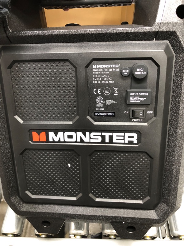 Photo 1 of Monster Rockin' Roller Mini | Portable Bluetooth Wireless Speaker, 60 Watts, up to 36 Hours Playtime, Mic/Guitar Input, Water Resistant