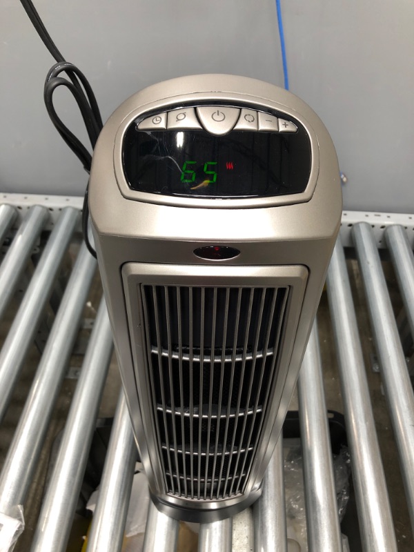 Photo 2 of Lasko 755320 Ceramic Space Tower Heater, 8.5?L x 7.25?W x 23?H, Silver