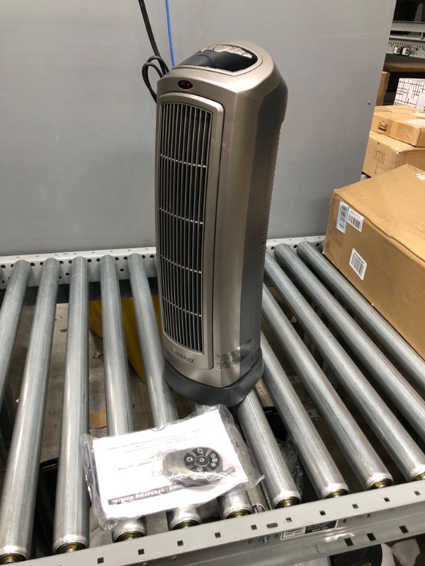 Photo 3 of Lasko 755320 Ceramic Space Tower Heater, 8.5?L x 7.25?W x 23?H, Silver