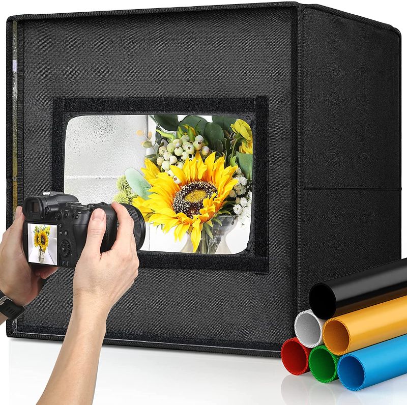 Photo 1 of Glendan Portable Photo Studio Light Box, 16" x 16" Professional Dimmable Shooting Tent Kit with 256 LED Table Top Light & 6 Backdrops for Product Photography