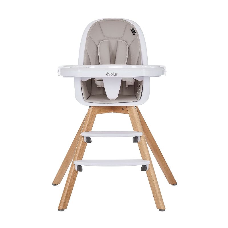 Photo 1 of (SIMILAR) (NOT EXACT MODEL) Evolur Zoodle 3-in-1 High Chair I Booster Feeding Chair I Modern Design I Toddler Chair I Removable Cushion I Adjustable Tray I Baby and Toddler, Light Grey
