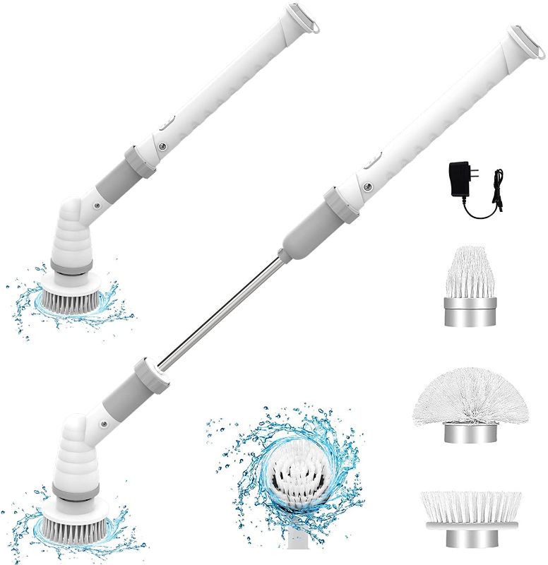 Photo 1 of Electric Spin Scrubber,Upgraded Cordless Floor Scrubber,360 Power Shower Bathroom Scrubber with 3 Replaceable Cleaning Scrubber Brush Heads for Bathroom, Tub,Floor, Tile,