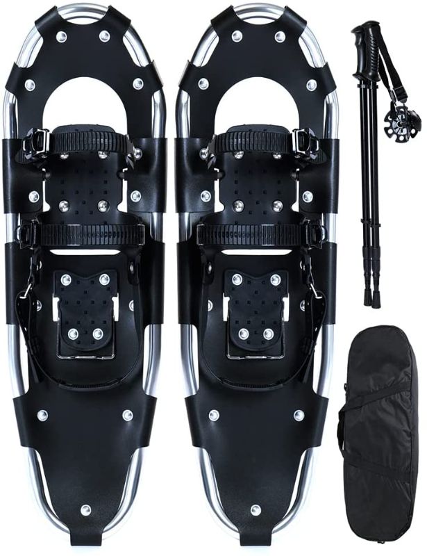 Photo 1 of (SIMILAR) INHE Heel Lift Design 21/25/27/30 Inches Snow Shoes for Women Men Girls Boys Kids, Aluminum Terrain Lightweight Snowshoes with Trekking Poles and Carrying Tote Bag
