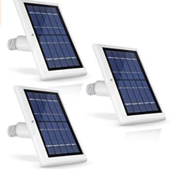 Photo 1 of ***MISSING ONE SOLAR PANEL*****Wasserstein Solar Panel Compatible with Ring Spotlight Cam Battery, Ring Stick Up Cam Battery & Reolink Argus Pro (3-Pack, White) - Camera Not Included
