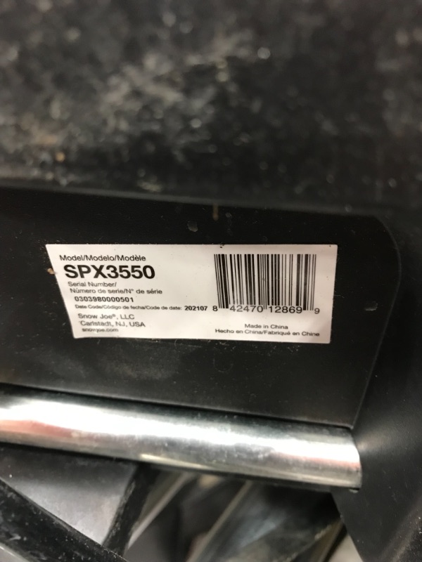 Photo 5 of ***PARTS ONLY**DOES NOT TURN ON AND IS MISSING SOME NOZZLE HEADS*** Sun Joe SPX3500 2300-PSI 1.48 GPM Brushless Electric Pressure Washer, with Brass Hose Connector
