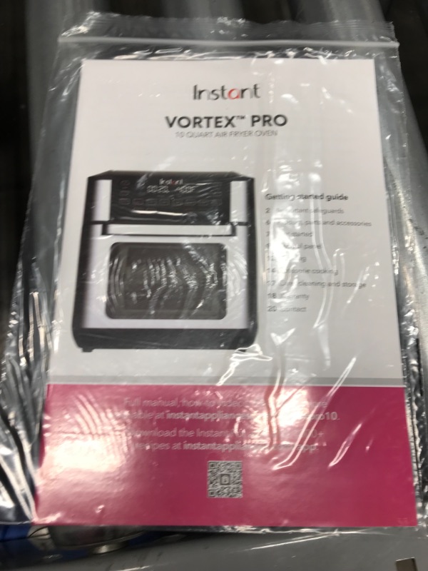 Photo 3 of **DAMAGED** Instant Vortex Pro 10 Quart Air Fryer, Rotisserie and Convection Oven, Air Fry, Roast, Broil, Bake, Toast, Reheat and Dehydrate, 1500W, Stainless Steel and Black
