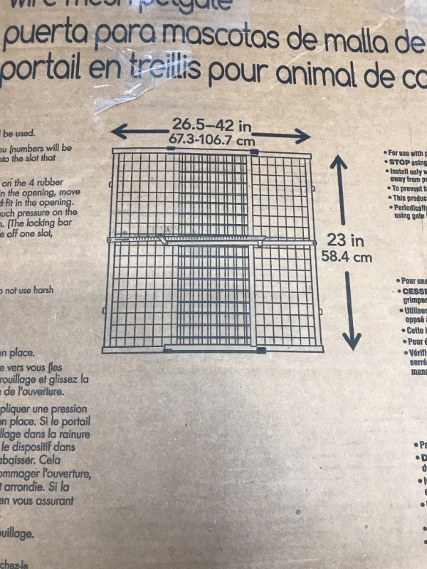 Photo 5 of *DAMAGED* 42" North States MyPet Wide Wood Wire Mesh Petgate: Expands & Locks in Place with no Tools. Pressure Mount. Fits 26.5" - 42" Wide (23" Tall, Sustainable Hardwood)
