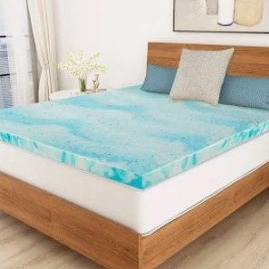 Photo 1 of *QUEEN* Mattress Topper for Queen Bed, POLAR SLEEP Gel Swirl Memory Foam Soft Bed Topper for Back Pain, 3 inch, Light Blue
