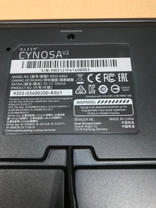 Photo 1 of ***NEEDS REPAIR***PARTS ONLY*** NOT FULLY FUNCTIONAL*** Razer Cynosa V2 Wired Gaming Keyboard, Black (RZ03-03400200-R3U1)
