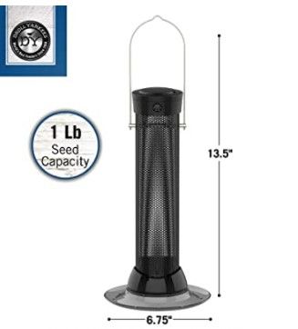 Photo 1 of **DENT IN SIDE** Droll Yankees Onyx Clever Clean Magnetic Bird Feeder, 4 Feeding Ports, 18", Black
