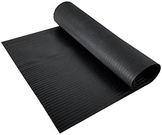 Photo 1 of  Black Plastic Floor Runner/Protector - Embossed Wide Rib Pattern, (27 Inches Wide x 6 Feet Long)