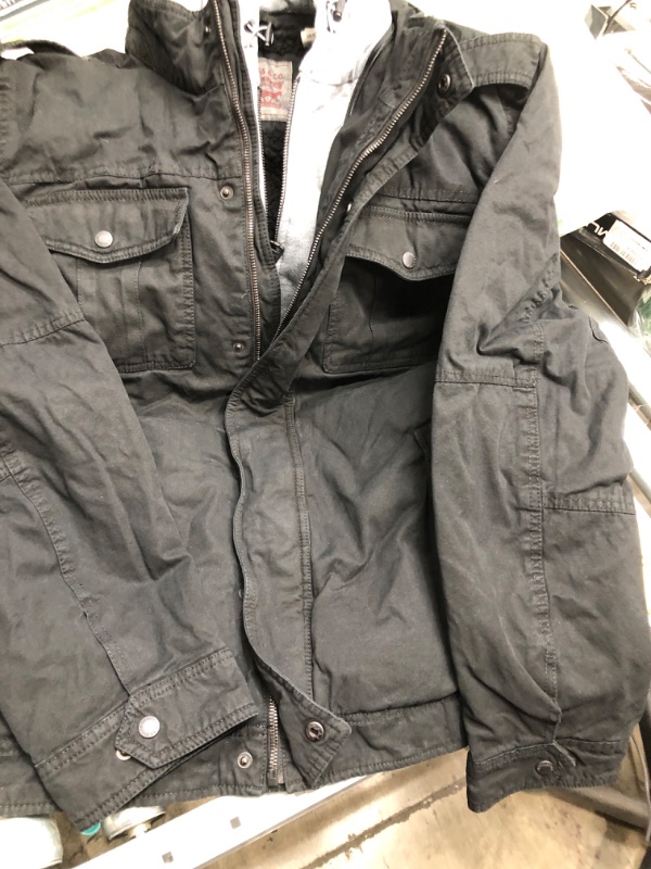 Photo 2 of Levi's Men's Washed Cotton Hooded Military Jacket
