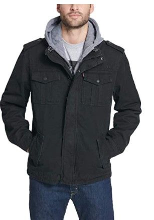 Photo 1 of Levi's Men's Washed Cotton Hooded Military Jacket
