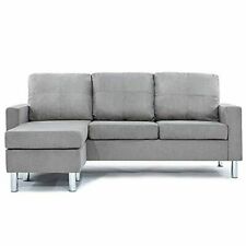 Photo 1 of ***PARTS ONLY*** Divano Roma Furniture EXP16-MF/GRY Modern Microfiber Sectional Sofa Small Grey Couch Chair Set Chaise Living Room - Gray
