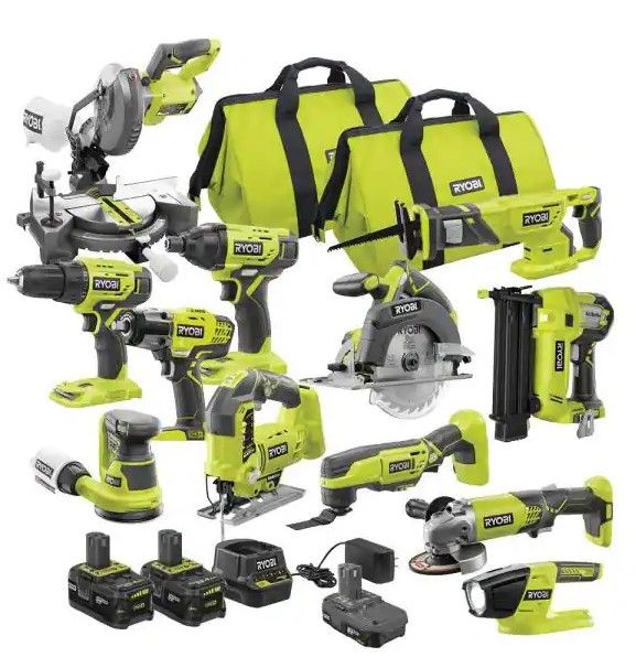 Photo 1 of RYOBI ONE+ 18V Cordless 12-Tool Combo Kit with 3 Batteries and Charger