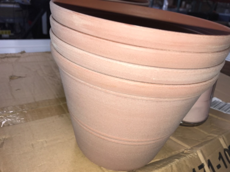 Photo 2 of 4pck- 8 in. Palermo Peach Terra Cotta Plastic Planter
