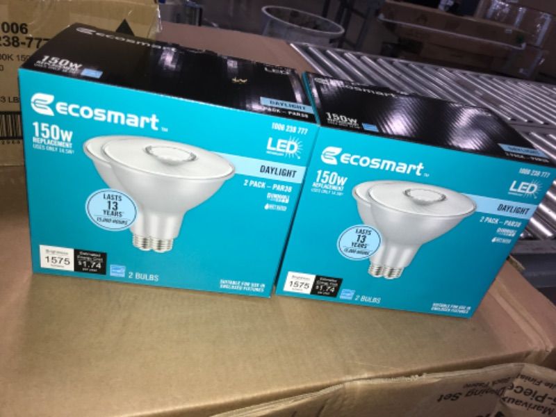 Photo 2 of 2pck- EcoSmart 150-Watt Equivalent PAR38 Dimmable Flood LED Light Bulb Daylight (2-Pack)