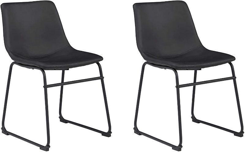 Photo 1 of Signature Design by Ashley Centiar Mid Century Dining Room Bucket Chair, Set of 2, Black
