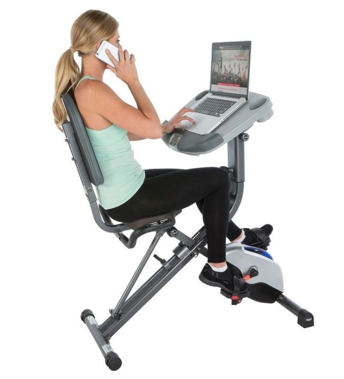 Photo 1 of Exerpeutic Workfit Desk Station Folding Exercise Bike with Pulse

