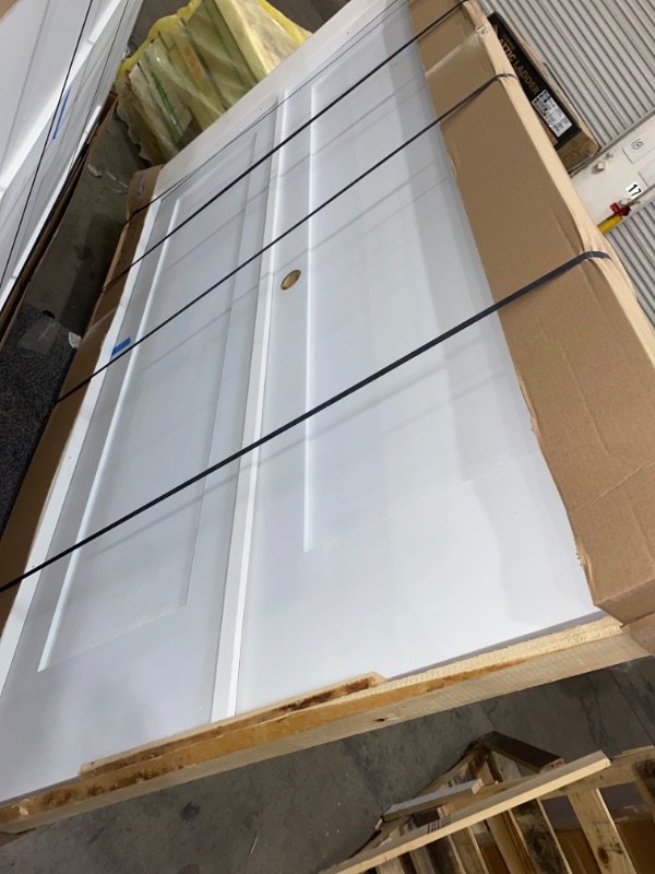 Photo 1 of 48 in. x 80 in. 1-Panel Primed White Shaker Solid Core Wood Double Prehung Interior Door -RIGHT HANDED 
