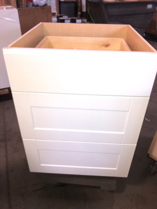 Photo 2 of  24"x36"  White Shaker Kitchen Base Cabinet 3 drawer base 
