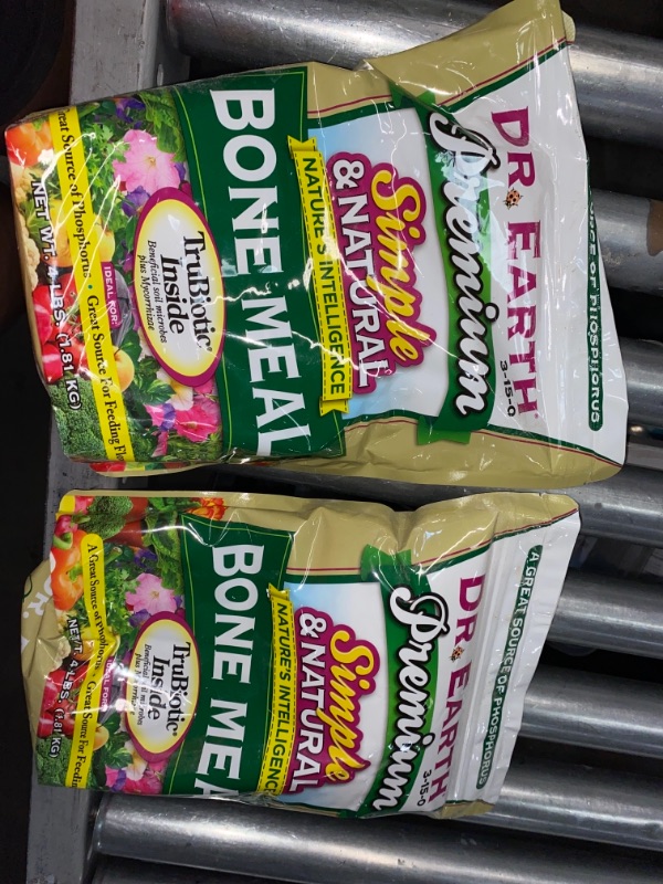 Photo 2 of 2pck- DR. EARTH 4 lbs. Premium Natural All Purpose Bone Meal Dry Fertilizer 3-15-0