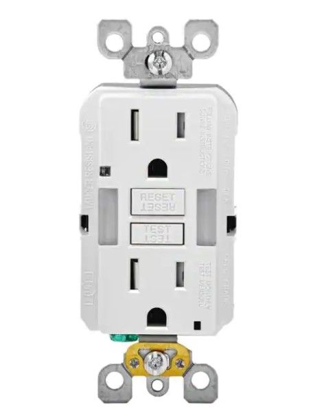 Photo 1 of 15 Amp Self-Test SmartlockPro Combo Duplex Guide Light and Tamper Resistant GFCI Outlet, White
