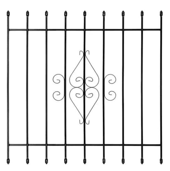 Photo 1 of 48 in. x 48 in. Su Casa Black 9-Bar Window Guard
