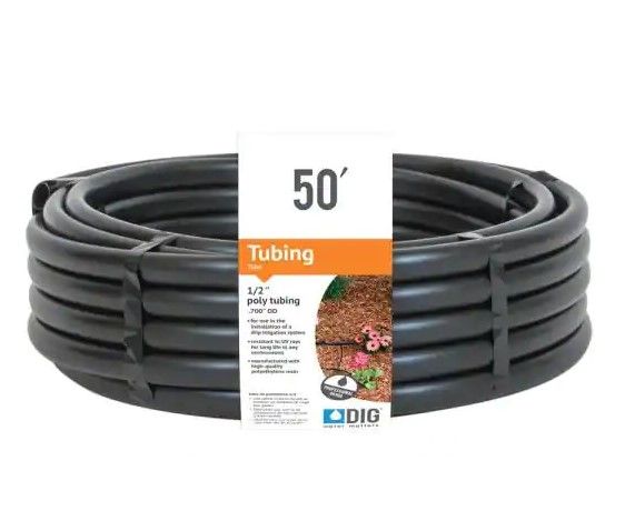 Photo 1 of DIG 1/2 in. (.700 O.D.) x 50 ft. Poly Drip Irrigation Tubing--2 PACK 