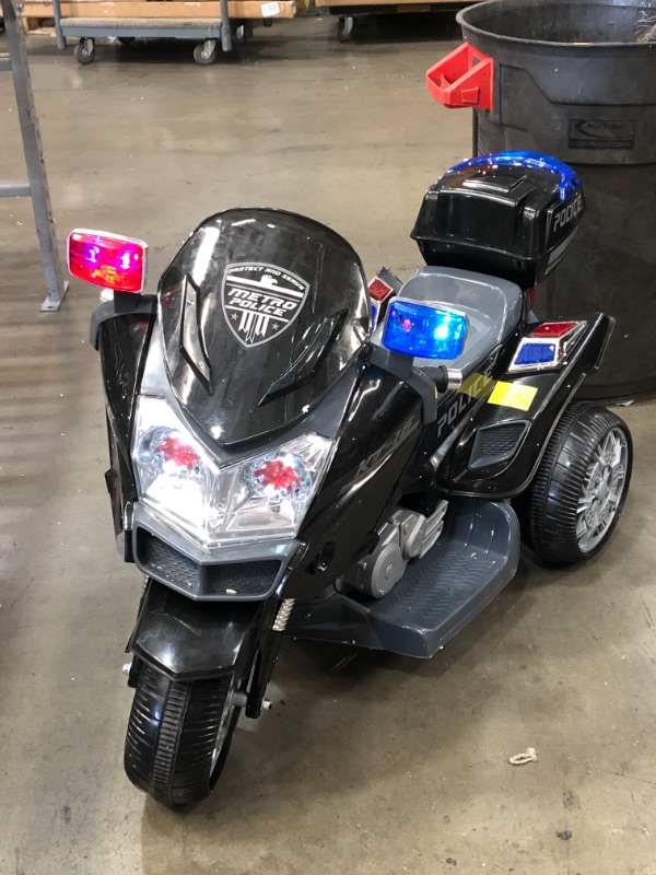 Photo 2 of Kid Trax Police Rescue Motorcycle 6V Battery-Powered Ride-On Toy Black 43 x 20 x 29.3 inches

