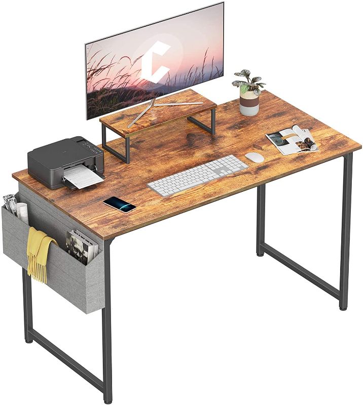 Photo 1 of Cubiker 47 Inch Computer Desk for Home Office, Work Study Table with Small Monitor Shelf and Storage Bag, Easy to Assemble
