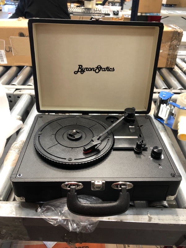 Photo 2 of USED: Bluetooth 3-Speed Record Player, ByronStatics Smart Portable Wireless Vinyl Turntable Records Player, Built in Stereo Speakers Suitcase Record Player with Extra Stylus, RCA Line out Aux in - Black
