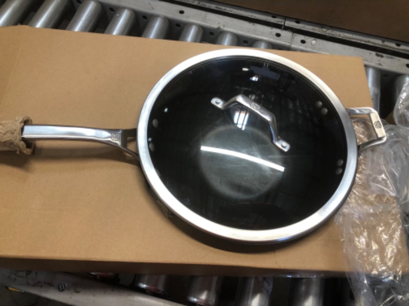 Photo 2 of  Hard-Anodized Nonstick 12-Inch Flat Bottom Wok with Cover
