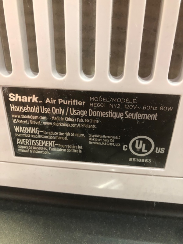 Photo 6 of **DOES NOT POWER ON***Shark HE600 Air Purifier 6 True HEPA Covers up to 1200 Sq. Ft, Captures 99.98% of Particles, dust, allergens, viruses, Smoke, 0.1–0.2 microns, Advanced Odor Lock, Quiet, 6 Fan, White
